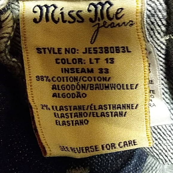 Miss me size 26 Embellished low rise jeans 27x33 - Picture 7 of 8